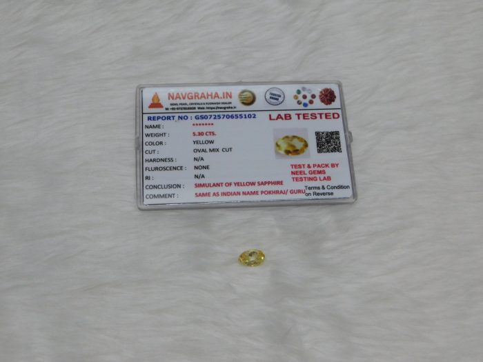 Yellow Sapphire Synthetic 5.30 Ct Navgraha Certified - Navgraha - Image 1