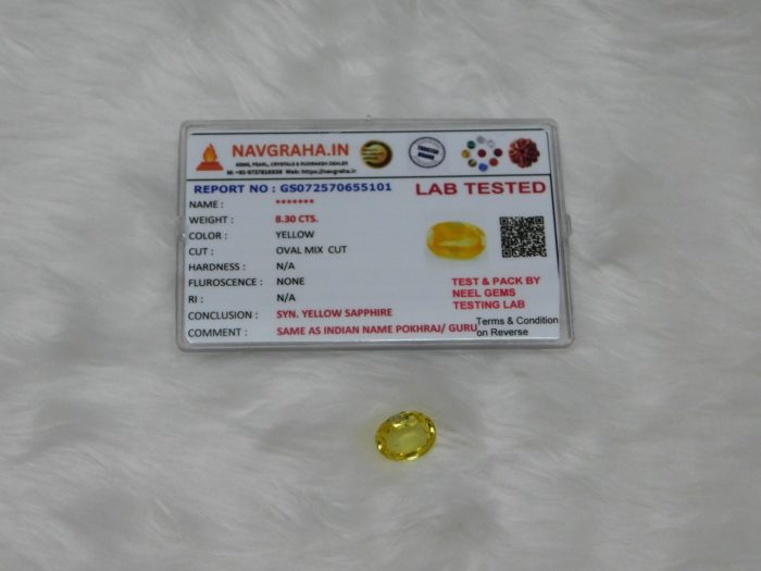 Yellow Sapphire Synthetic 8.30 Ct Navgraha Certified - Navgraha - Image 2