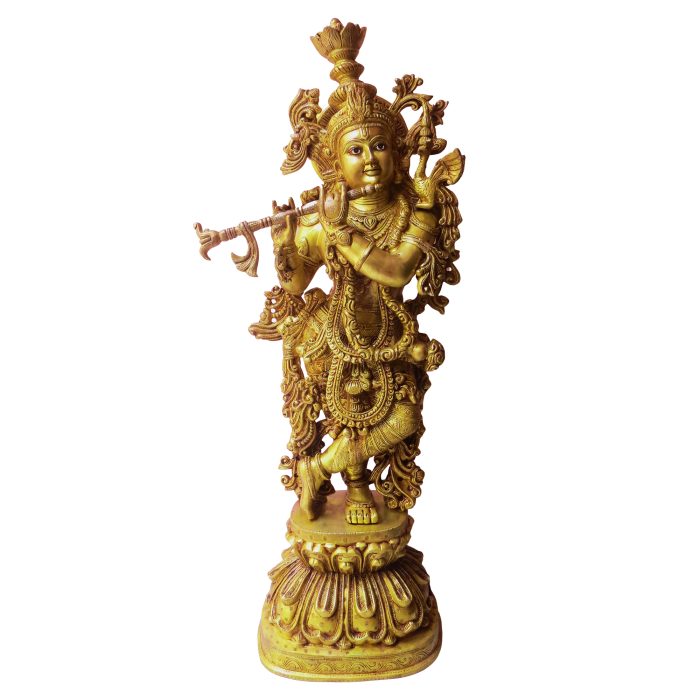 Krishna Big Standing Made Of Brass  (29.5 inch) Idol | Deity Idol Exclusive Collection - Image 1