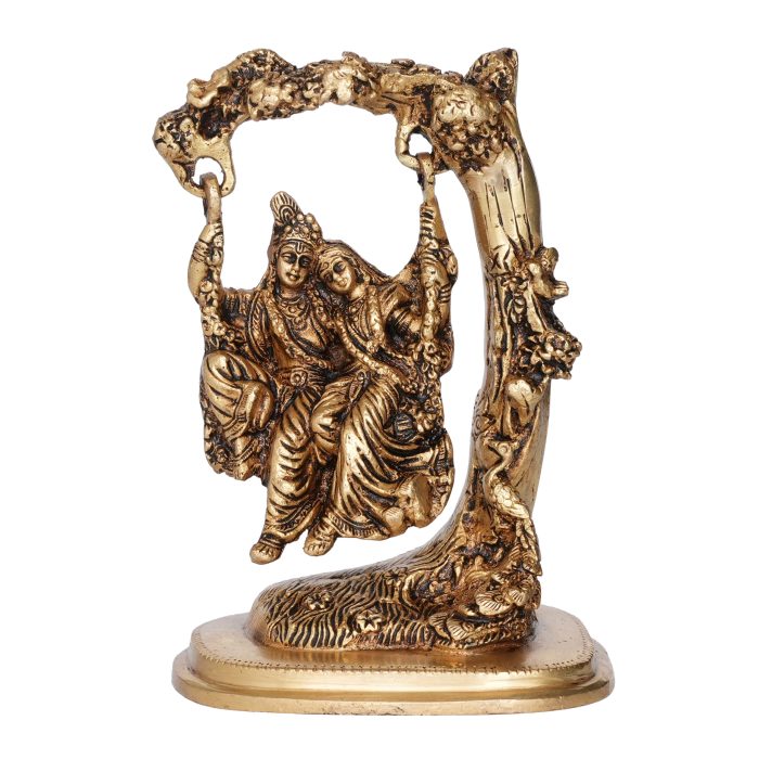 Radha Krishna Jhula Medium Brass  Idol | Deity Idol Exclusive Collection - Image 1