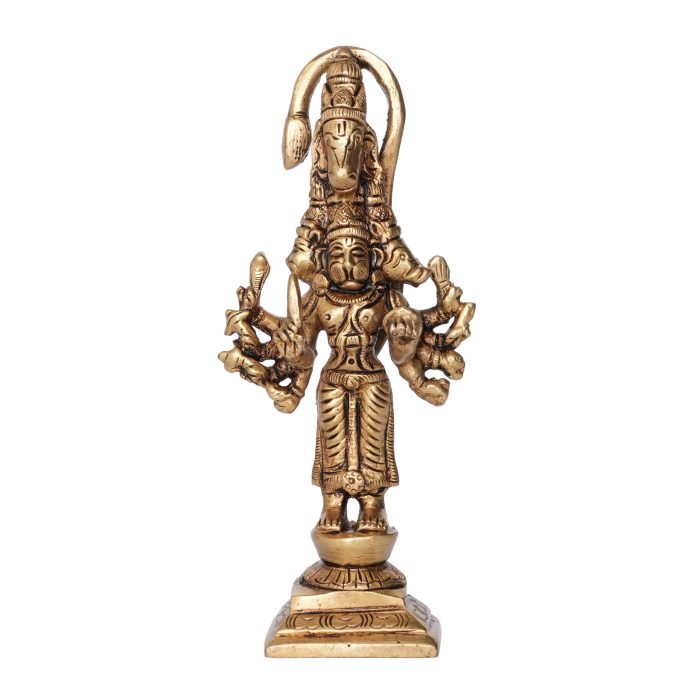 Brass Panchmukhi Hanuman Ji Pavan Putra Bajrangbali Idol Murti 5.5 Inch Idol | Deity Idol Exclusive Collection - Image 1