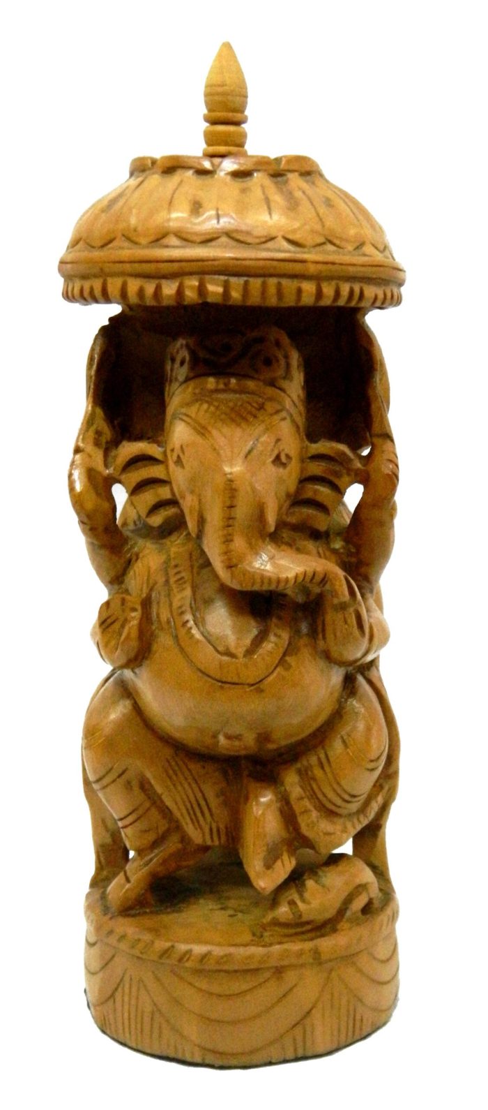 Handcrafted Wooden Ganesh with Umbrella Figurine 6 Inch Height Idol | Deity Idol Exclusive Collection - Image 1