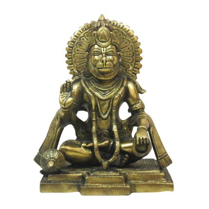Brass Hanuman Sitting Idol for Home Décor & Puja Room 8″ Inch Idol | Deity Idol Exclusive Collection