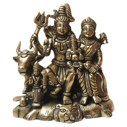 Brass Shiv family Statue for Home Décor & Puja Room 5.8″ Inch Idol | Deity Idol Exclusive Collection