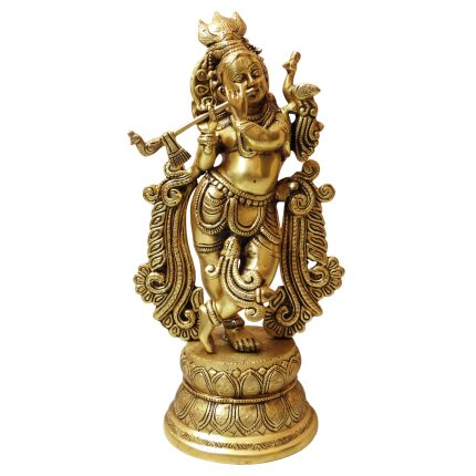 Brass Krishna Idol Statue for Home Décor & Puja Room 12″ Inch Idol | Deity Idol Exclusive Collection