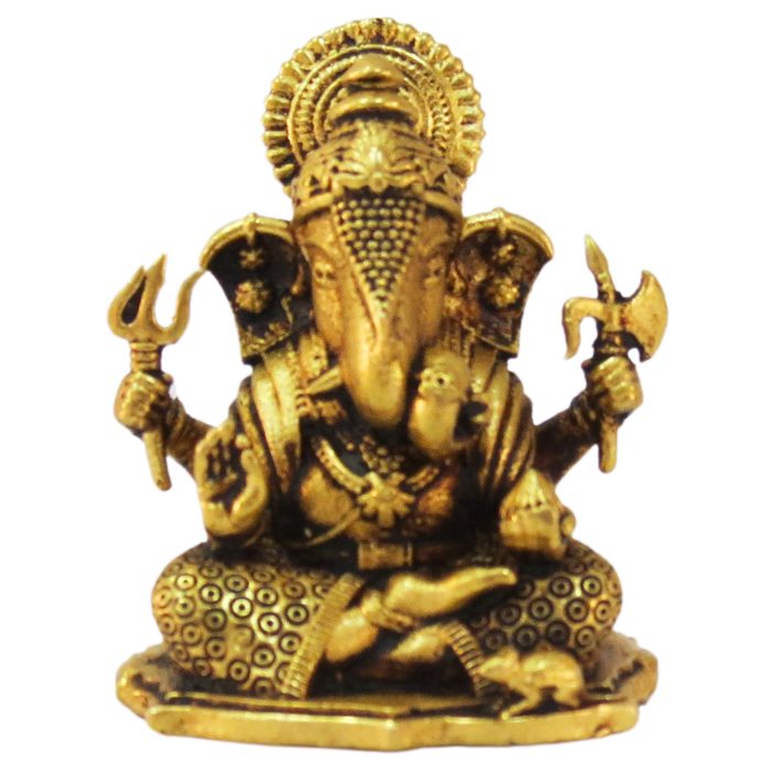 Brass Ganesha Super Fine Finishing Idol 4 Inch with Light Weighted Detailed Carving Work Idol | Deity Idol Exclusive Collection - Image 1