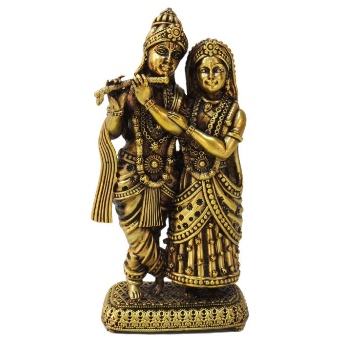 Brass Radha Krishna Super Fine Finishing Idol 5.7 Inch with Light Weighted Detailed Carving work Idol | Deity Idol Exclusive Collection - Image 1
