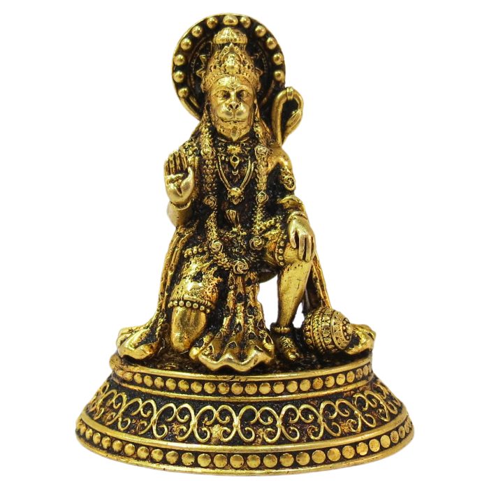 Brass Hanuman Super Fine Finishing Idol 3.5 Inch with Light Weighted Detailed Carving work Idol | Deity Idol Exclusive Collection - Image 1