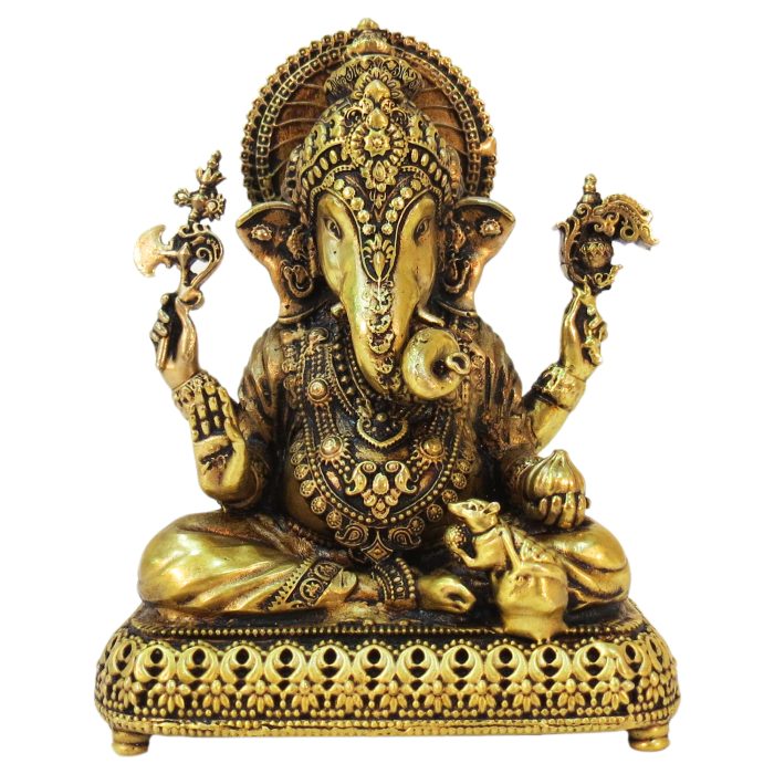 Brass Ganesha Super Fine Finishing Idol 3.3 Inch with Light Weighted Detailed Carving work Idol | Deity Idol Exclusive Collection - Image 1