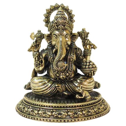 Brass Ganesha Super Fine Finishing Idol 4.4 Inch with Light Weighted Detailed Carving work Idol | Deity Idol Exclusive Collection