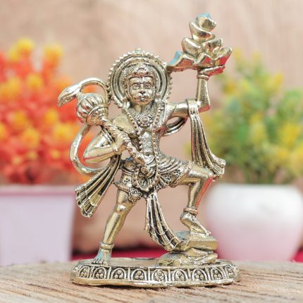 Mini Brass Hanuman Idol – 2.3 Inch Bajrangbali Murti for Pooja & Home Temple Idol | Deity Idol Exclusive Collection
