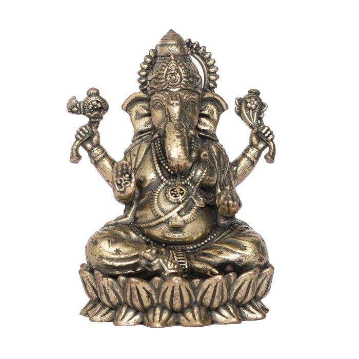 Miniature Brass Gajanand (Ganesha) Statue 3 Inch Height Idol | Deity Idol Exclusive Collection - Image 1