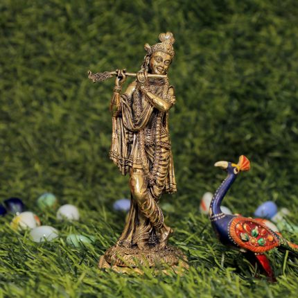 Elegant Brass Krishna Statue – 7.9 Inch Idol | Deity Idol Exclusive Collection