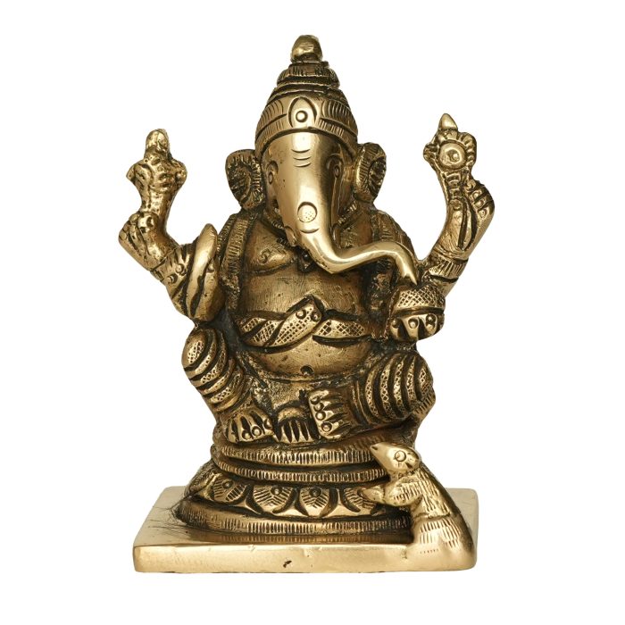 Brass Ganesha Super Fine Finishing Idol 3.6 Inch Idol | Deity Idol Exclusive Collection - Image 1