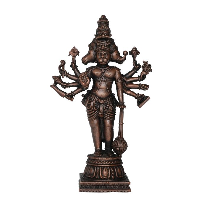 Copper Panchmukhi Hanuman Ji Pavan Putra Bajrangbali Idol Murti 4.5 Inch Idol | Deity Idol Exclusive Collection - Image 1