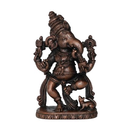 Copper Dancing Ganesha Super Fine Finishing Idol 3.1 Inch Idol | Deity Idol Exclusive Collection