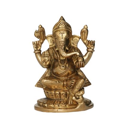Brass Ganesha Super Fine Finishing Idol 4.6 Inch Idol | Deity Idol Exclusive Collection