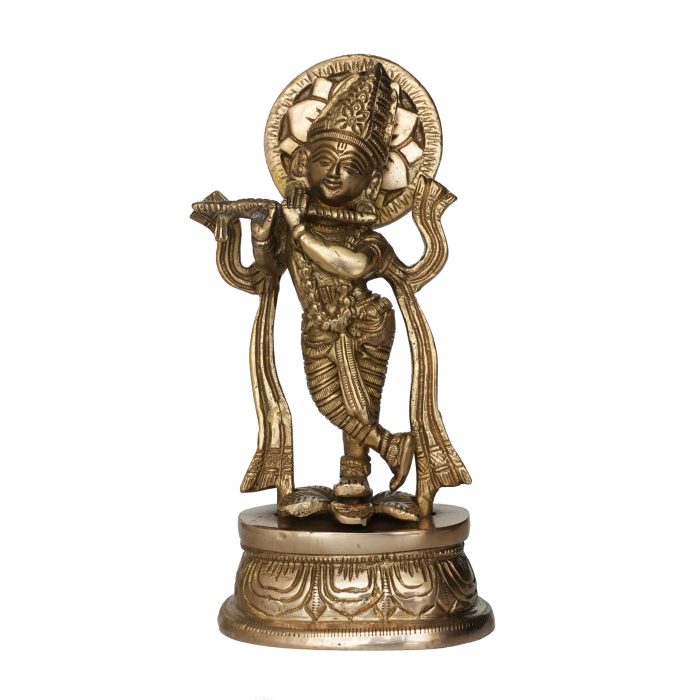 Brass Krishna Standing Idol Statue 6.5 Inch Idol | Deity Idol Exclusive Collection - Image 1