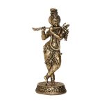 Standing Lord Krishna Brass Statue 5.2 Inch Height | Lord Krishna Murti Symbol of Love, Joy & Spiritual Devotion