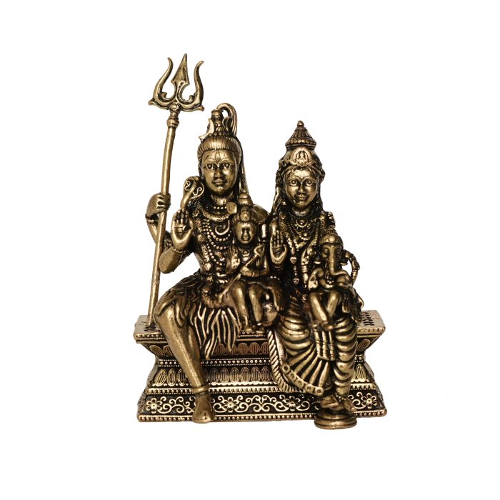 Small Brass Shiv Family Statue 3 Inch Height Idol | Deity Idol Exclusive Collection - Image 1