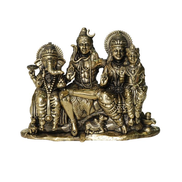 Brass Shiv Family Statue – Symbol of Divine Unity and Harmony 4 Inch Idol | Deity Idol Exclusive Collection - Image 1