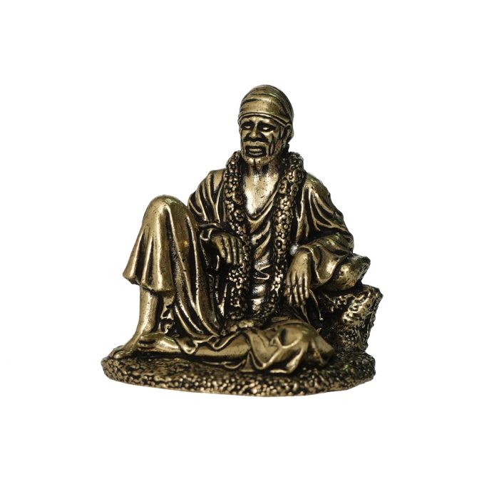 Compact Brass Sai Baba Statue – Embodiment of Peace and Wisdom 1.9 Inch Idol | Deity Idol Exclusive Collection - Image 1