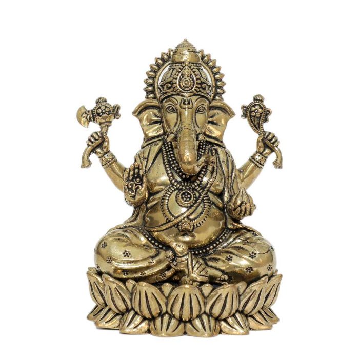 Brass Ganesha Statue 3.9 Inch Idol | Deity Idol Exclusive Collection - Image 1
