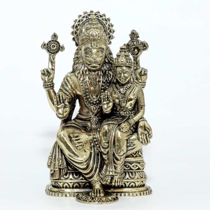 Brass Narasimha Lakshmi Statue 3.8 Inch Height Idol | Deity Idol Exclusive Collection - Image 1