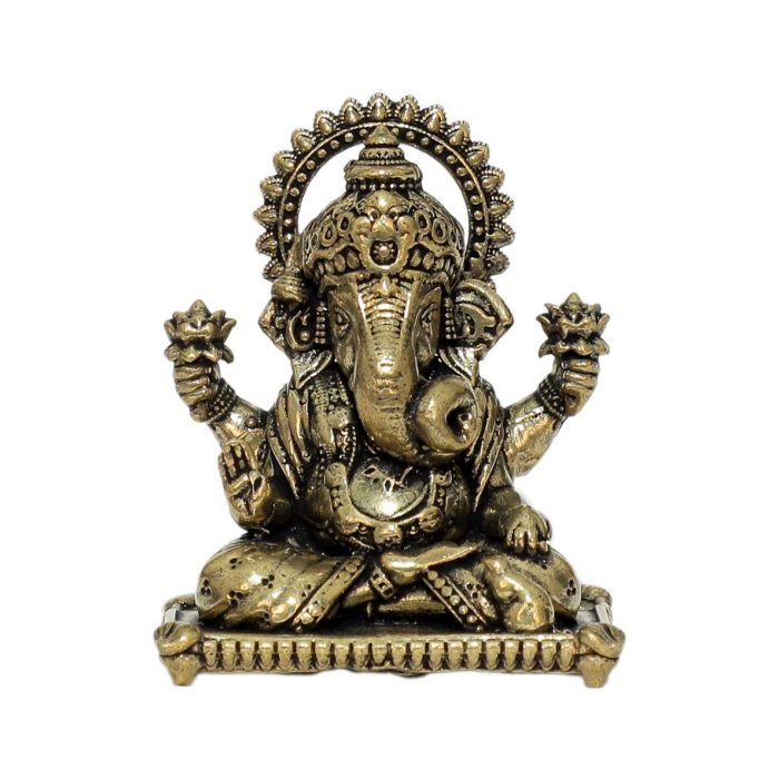 Brass Statue Of Compact Ganesh 2.8 Inch Height Idol | Deity Idol Exclusive Collection - Image 1