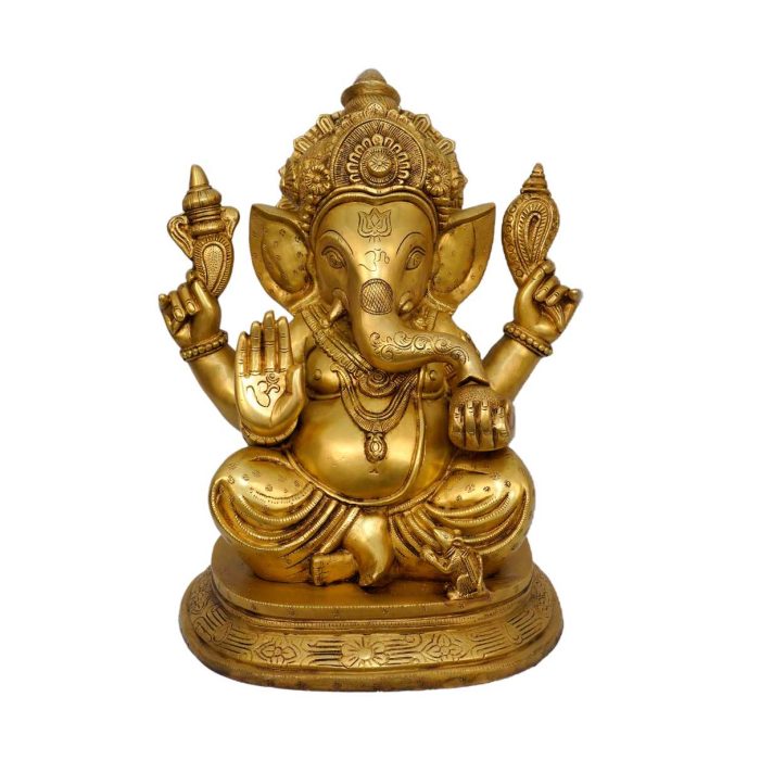 Spiritual Space With This Big Brass Ganesha statue 16 Inch Height Idol | Deity Idol Exclusive Collection - Image 1