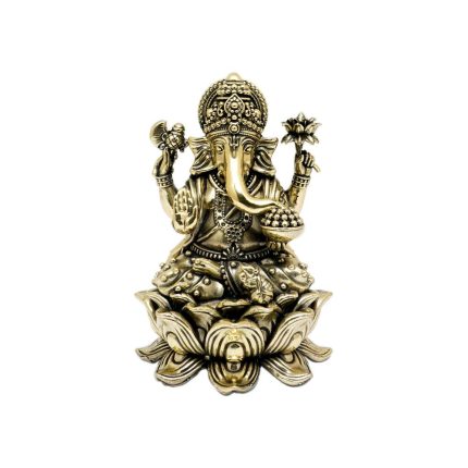Sitting on Lotus Brass Ganesha Statue 4″ Inch Height Idol | Deity Idol Exclusive Collection