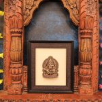 Ganesha Frame Brass & Wooden 9.3″ Inch | Elegant Brass Ganesha Wooden Frame for Wall Art & Vastu