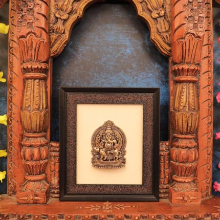 Ganesha Frame Brass & Wooden 9.3″ Inch Idol | Deity Idol Exclusive Collection
