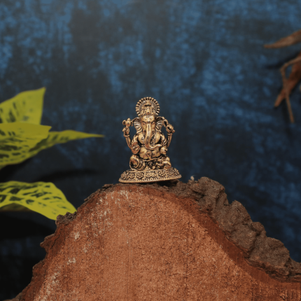 Hindu Deity Brass Ganesh Idol Fine Work Statue 1.8″ Inch Height Idol | Deity Idol Exclusive Collection