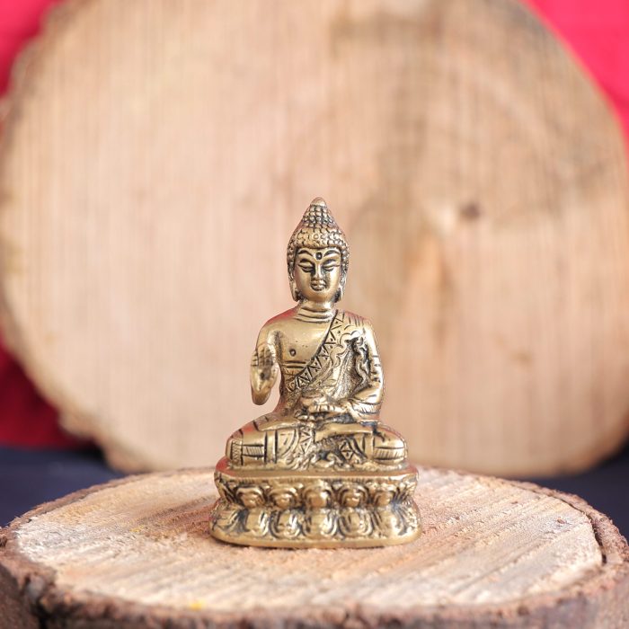Brass Small Meditating Buddha Statue – 3.2 Inch Idol | Deity Idol Exclusive Collection - Image 1