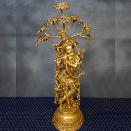 Elegant Brass Krishna Statue – 34″ Inch Idol | Deity Idol Exclusive Collection