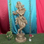 Brass Krishna Idol – 47 Inch Life-Size Standing Murti for Temple & Luxury Décor (62.53 Kg) Idol | Deity Idol Exclusive Collection
