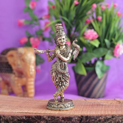 Brass Krishna Idol – 4.5 Inch | 95 g Idol | Deity Idol Exclusive Collection