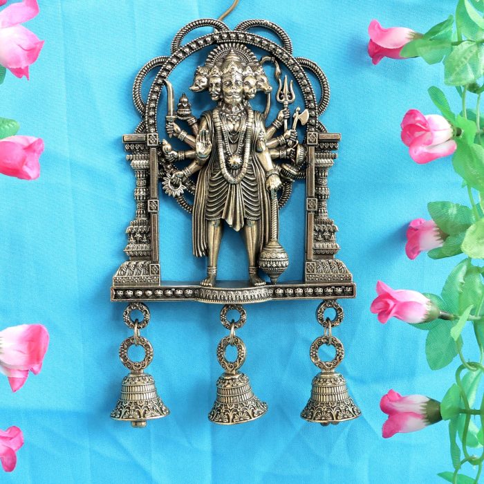 Brass Panchmukhi Hanuman Wall Hanging Bell – 7 Inch Idol | Deity Idol Exclusive Collection - Image 1