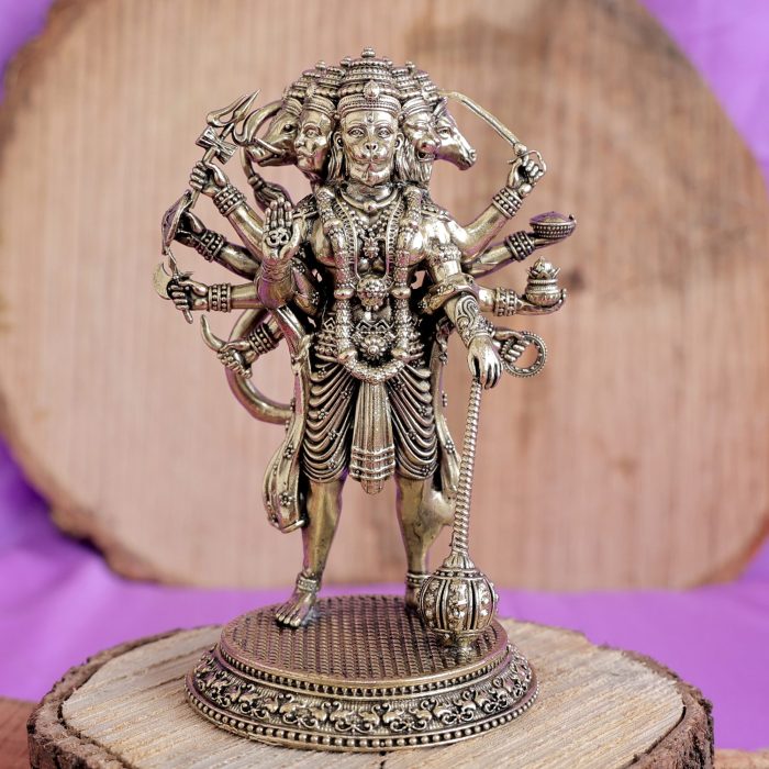 Brass Panchmukhi Hanuman Idol – 6 Inch Idol | Deity Idol Exclusive Collection - Image 1