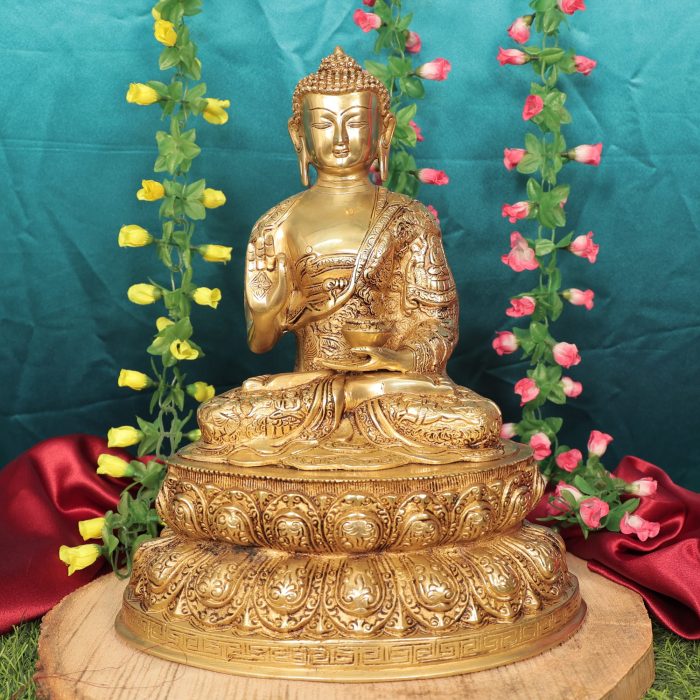 Brass Buddha Statue – 15.5 Inch Idol | Deity Idol Exclusive Collection - Image 1