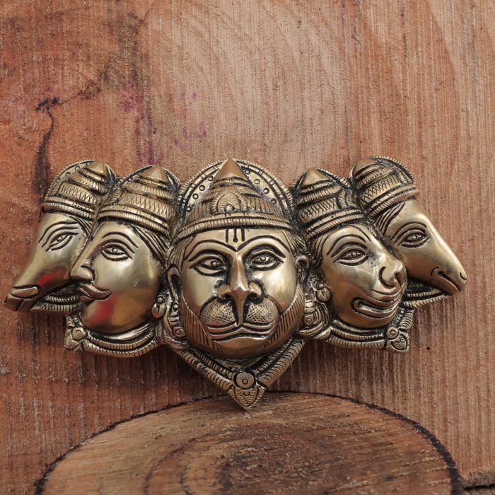 Brass Panchmukhi Hanuman Wall Hanging Idol | Deity Idol Exclusive Collection - Image 1