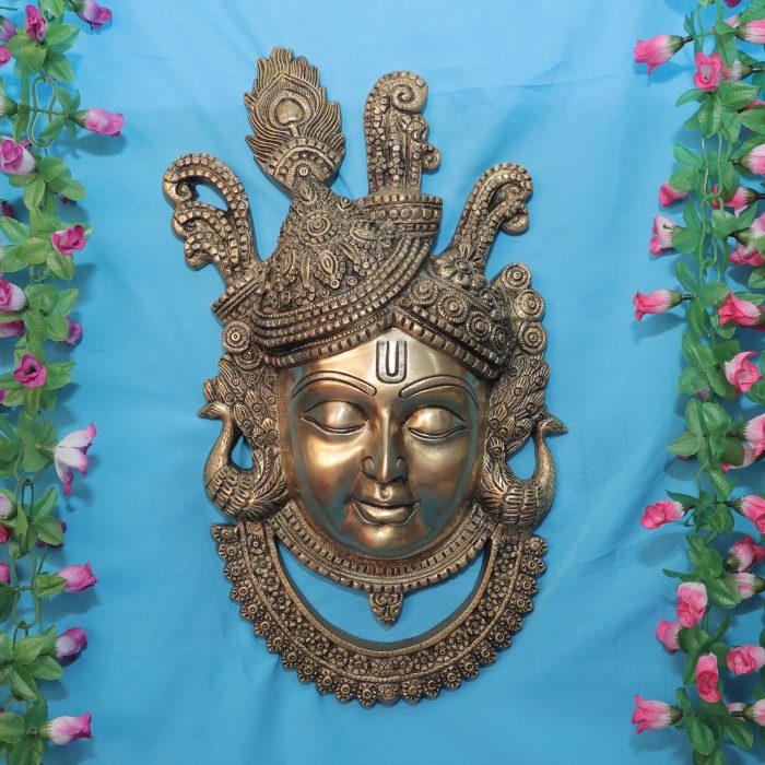 Religious Brass Shrinathji Wall Hanging For Home Temple Decor 17.5 Inch Height Idol | Deity Idol Exclusive Collection - Image 1