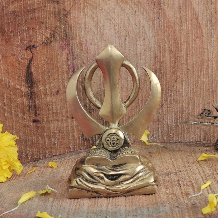 Brass Khanda Sahib – Spiritual Sikh Symbol Idol | Deity Idol Exclusive Collection - Image 1