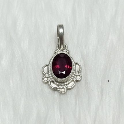 Natural Ruby Silver Pendant Indian Manik Approx 3.5 Carat – Certified 925 Sterling Silver Gemstone Jewelry – Navgraha.in