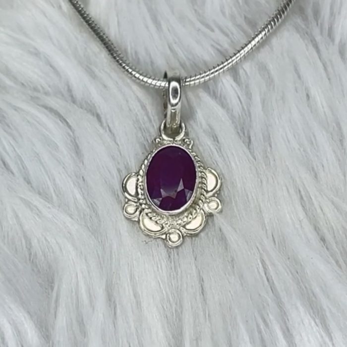 Natural Ruby Silver Pendant | Approx 3.5 Carat | Certified 925 Sterling Silver Jewelry – Navgraha.in - Image 3