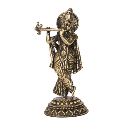 Brass Krishna Standing Idol Statue 4 Inch Idol | Deity Idol Exclusive Collection