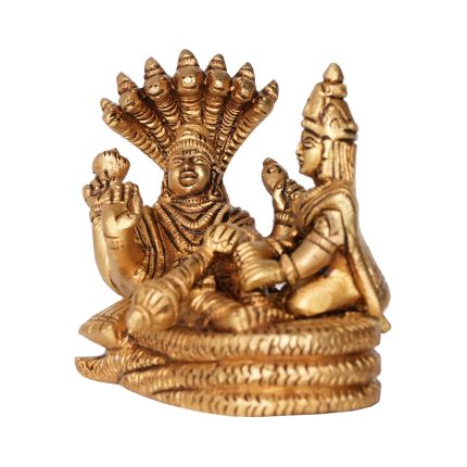 Brass Vishnu Laxmi Resting on Sheshnag Figurine For Handicraft 2.5 Inch Idol | Deity Idol Exclusive Collection
