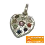 Navgraha Pendant Silver Heart Shape with Natural Stones – Navgraha.in