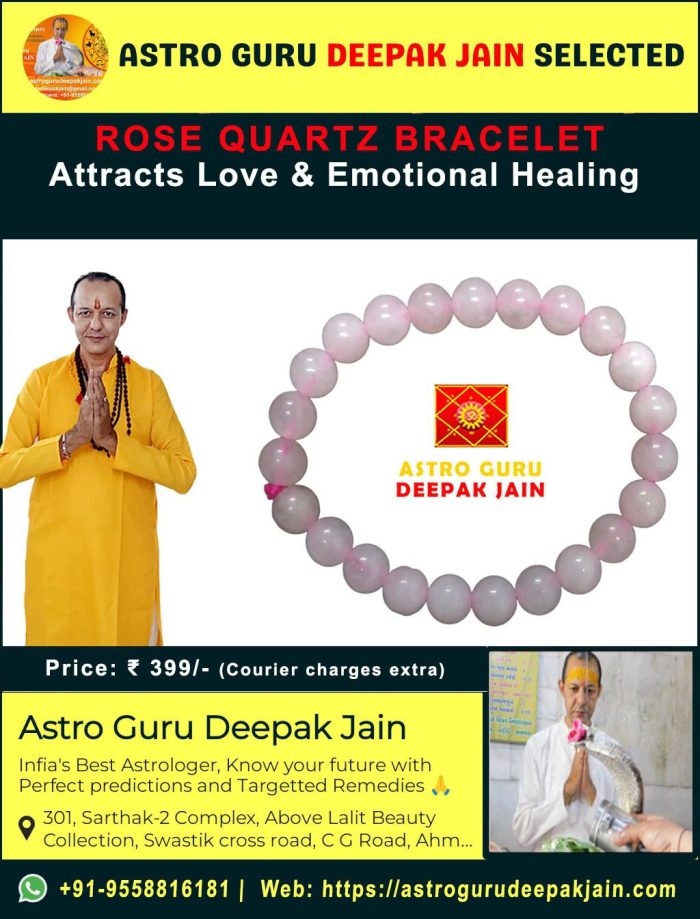 Radiant Love Rose Quartz Bracelet – Heart Healing & Compassion Stone Jewelry – Navgraha.in - Image 2